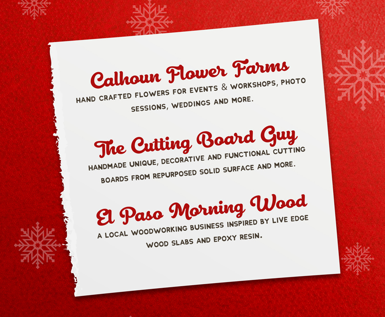 Calhoun Flower Farms, The Cutting Board Guy and El Paso Morning Wood
