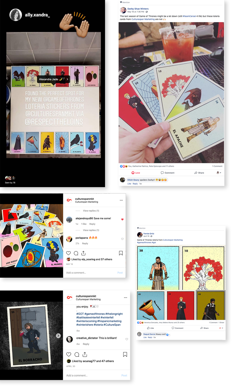 Game of Thrones Loteria Social Media Mentions