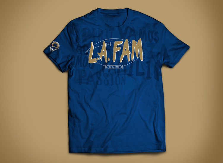 L.A. Rams "L.A. FAM" T-Shirt and Souvenirs